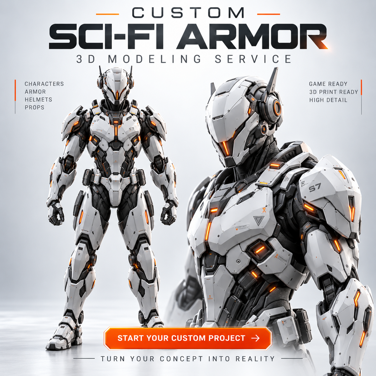 Custom 3D Armor Modeling Service