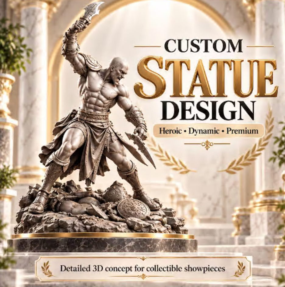 Custom 3D Statue Design, Personalized Statue Sculpture