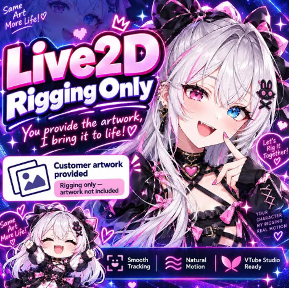 Custom VTuber Model Commission, Live2D Anime Avatar